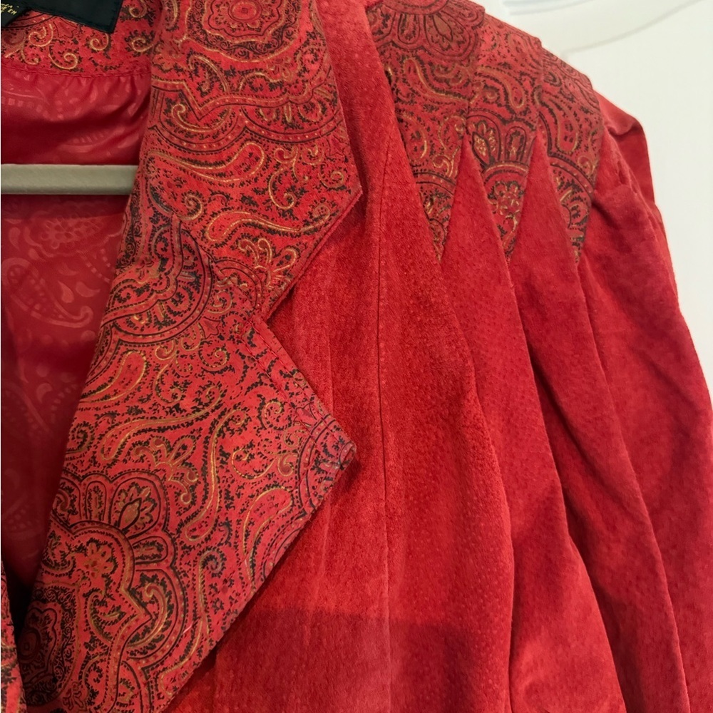 Vintage red suede Georgio Ferrini 1980s women’s jacket size large - Picture 5 of 11